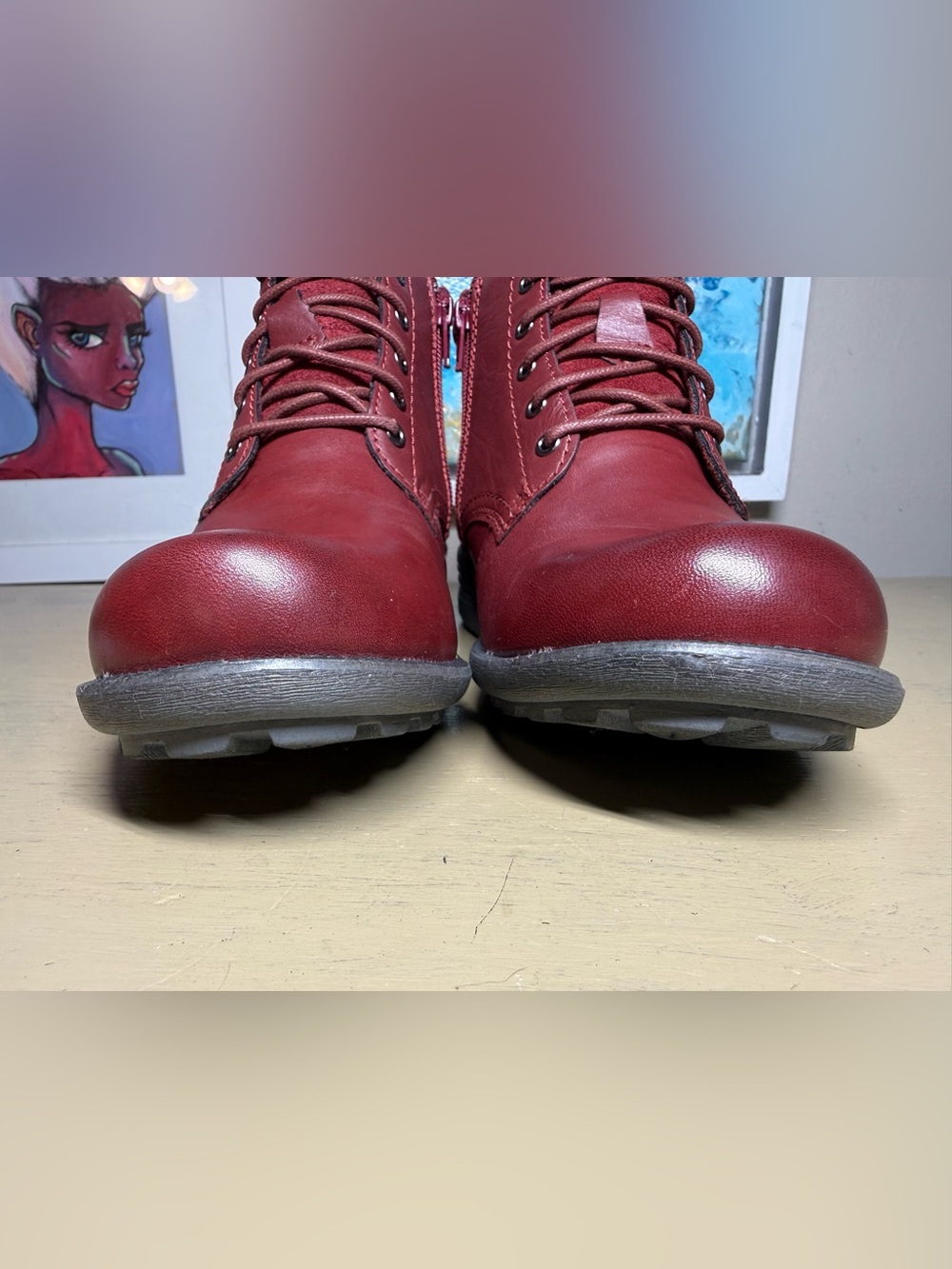 Earth Origins “Pasha” Women's Red Scarlet Leather Chukka Boots EU 39 US 8 - Picture 4 of 9